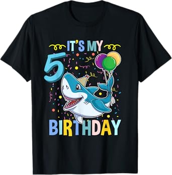 Shark Lover Its My 5th Birthday T-Shirt
