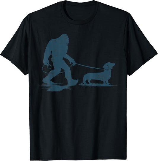 Dachshund Dog Bigfoot Walking Funny Wiener Dog Dad Gifts T-Shirt