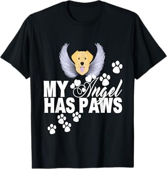 Golden Retriever Dog Gift My Angel Has Paws Love Memorial T-Shirt for Men Women Kids