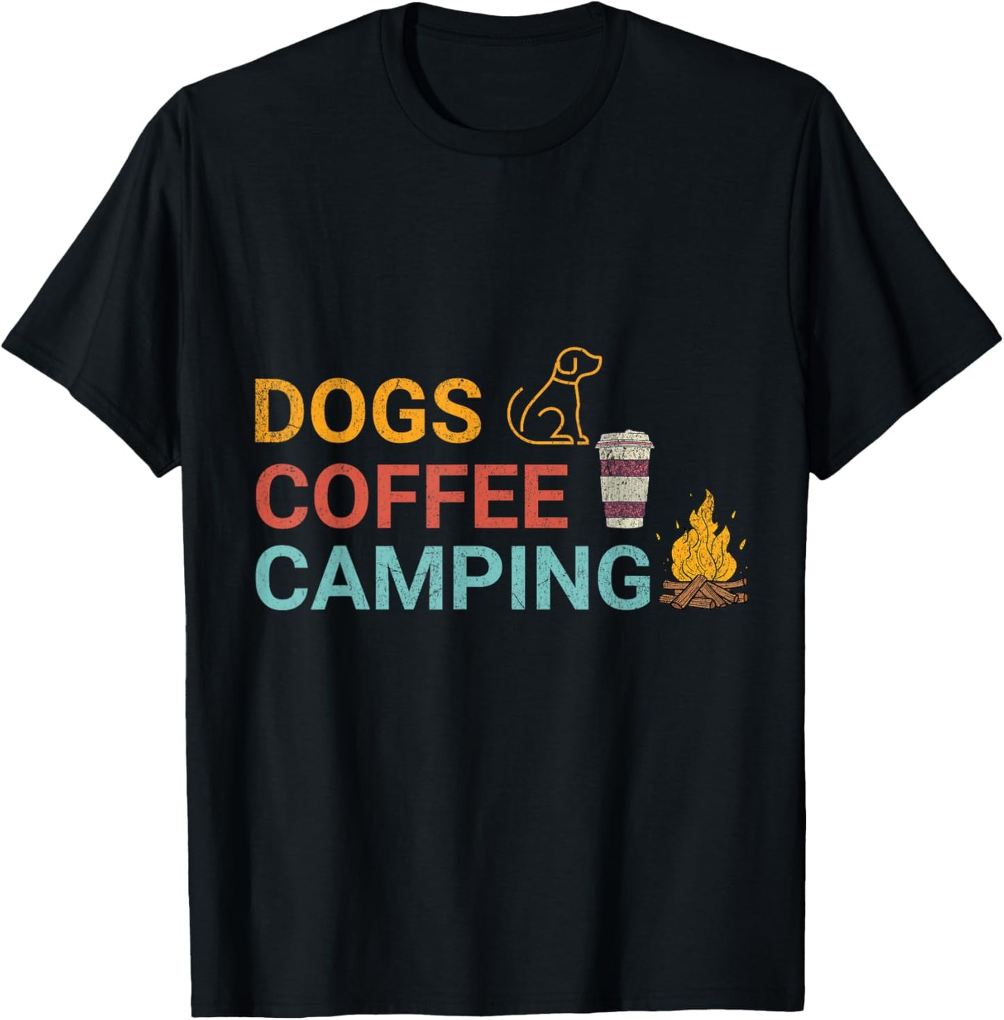 Dogs Coffee Camping Lovers Outdoors Adventure Fun T-Shirt
