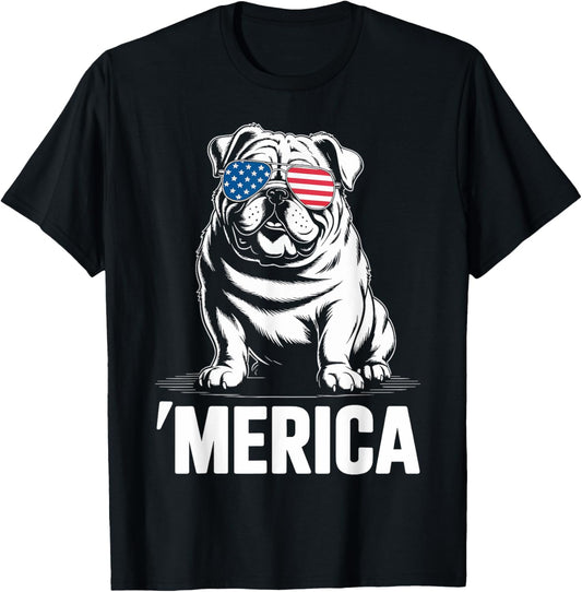 Bulldog 4th of July ‘Merica Patriotic T-Shirt