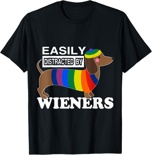 Rainbow LGBT Love Weiners Dogs Love Funny Gay Man Pride Fun T-Shirt