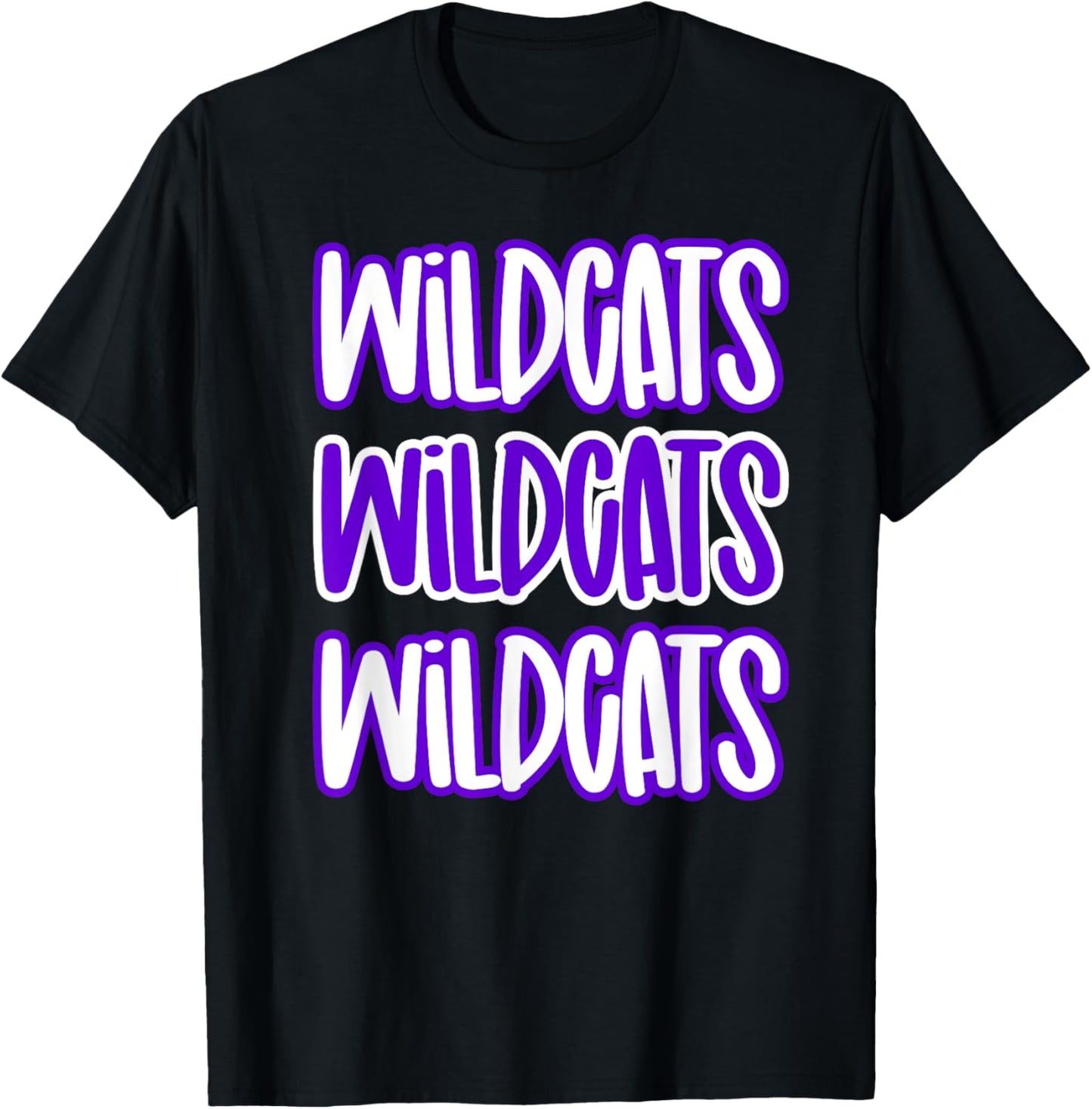 Wildcats Repeating School Spirit Purple White T-Shirt