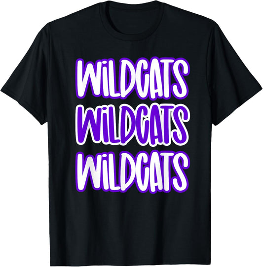 Wildcats Repeating School Spirit Purple White T-Shirt