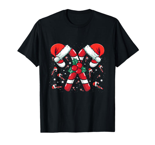 Candy Cane Merry Xmas Bright Red and White Candy Christmas T-Shirt