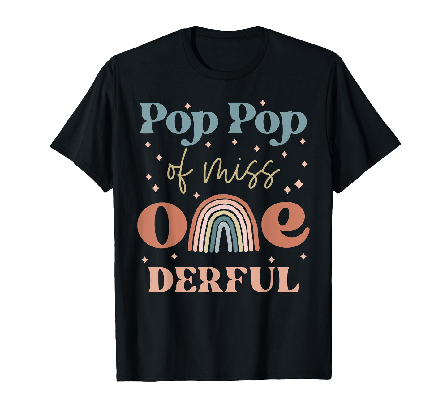Pop Pop of Miss Onederful Boho Rainbow 1st First Birthday T-Shirt
