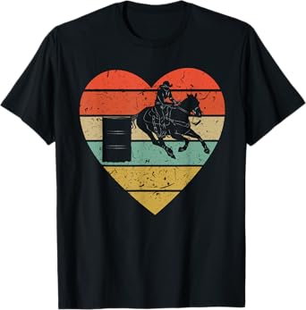 Barrel Racing Vintage Design | Retro Horse Rider Heart Sport T-Shirt