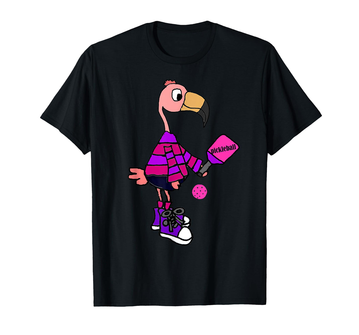 SmileteesSports Funny Flamingo Playing Pickleball T-shirt T-Shirt