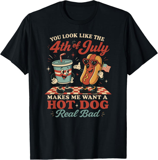 Funny 4th of July Hot Dog BBQ T-Shirt