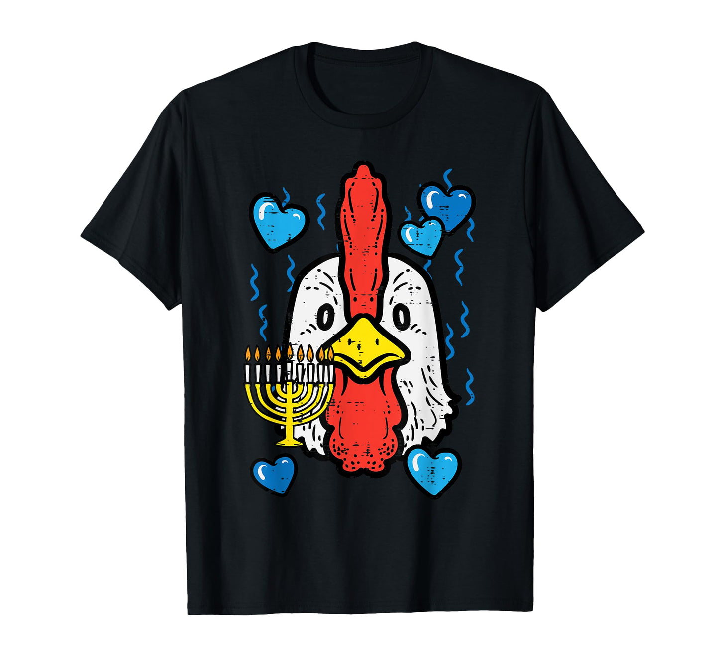 Hanukkah Chicken Face Chanukah Farm Jew Women Girls Boys Kid T-Shirt