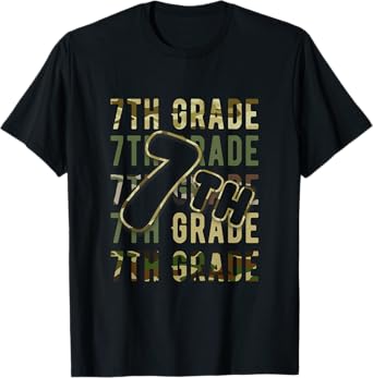 Camo Team 7th Grade Squad Back To School Teacher Kids Boys T-Shirt