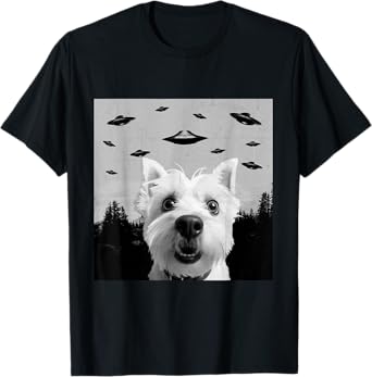 Alien UFO Funny West Highland White Terrier Westie Dog Lover T-Shirt