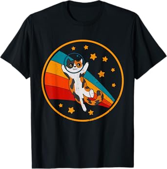 Cute Vintage Calico Cat Retro Space Cat Men Women Girls Kids T-Shirt