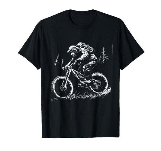 Bigfoot Sasquatch Mountain Bike MTB Downhill Biker Funny T-Shirt