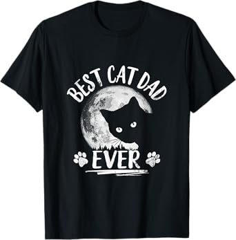 Black Cat Shirt: Best Cat Dad Ever Funny Cat Daddy T-Shirt for Men Women