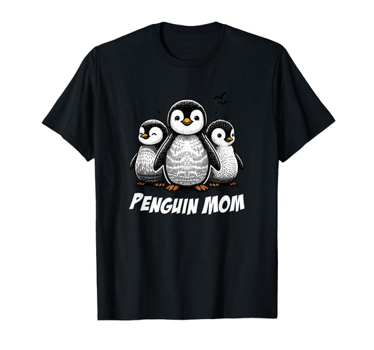 Cute Penguin Art, Penguin Lovers Mom Graphic T-Shirt
