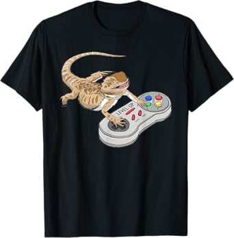 Bearded Dragon Playing Video Game Reptiles Pagona Gamers T-Shirt