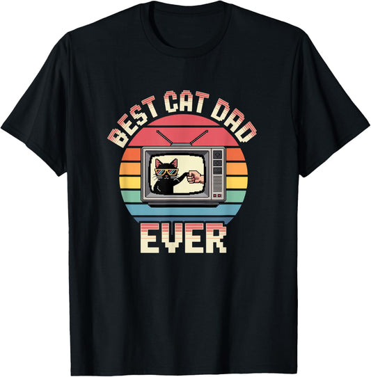 Best Cat Dad Ever Retro Vintage Cat Dad T-Shirt