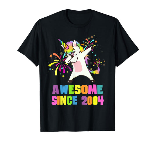 21 Years Old Awesome Since 2004 Unicorn 21st Birthday T-Shirt