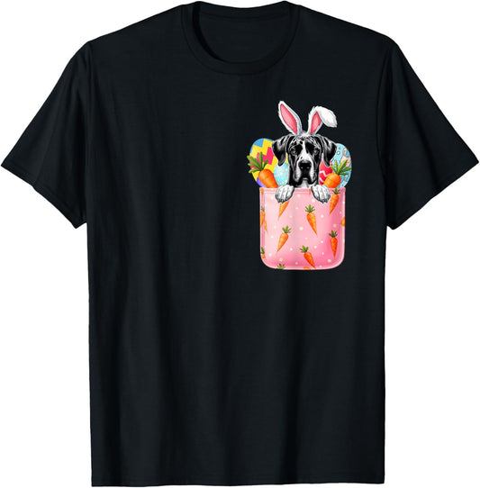 Easter Eggs Bunny Great Dane In Carrots Pocket Owner Kids T-Shirt