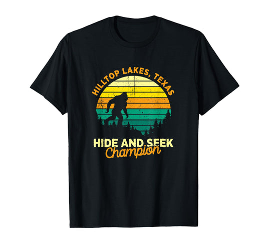 Retro Hilltop Lakes, Texas Big foot Souvenir T-Shirt