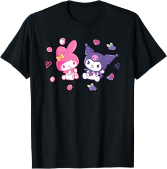 Sanrio Kuromi and My Melody Berries T-Shirt, Small, Black
