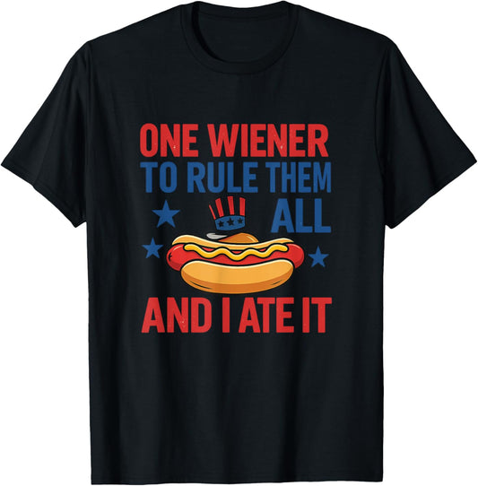 Patriotic Hotdog Humor Tee USA BBQ July 4th Cookout Fun T-Shirt