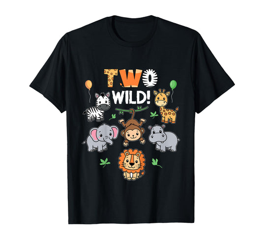 Kids 2nd Birthday Boy Girl Two Wild Jungle Zoo Animals Birthday T-Shirt