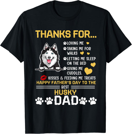 Best Husky Dog Dad Lover Happy Father's Day T-Shirt