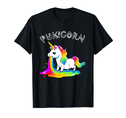 Funny Pukicorn Puke Unicorn Hurl Barf Unicorns Rainbow Vomit T-Shirt