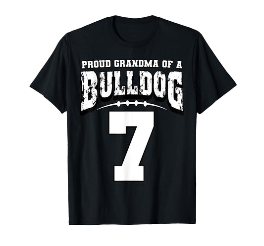 Proud Bulldog Football Grandma Of Player 7 T-Shirt