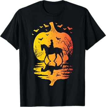 Halloween Horse Silhouette Pumpkin Vintage Costume Women Men T-Shirt