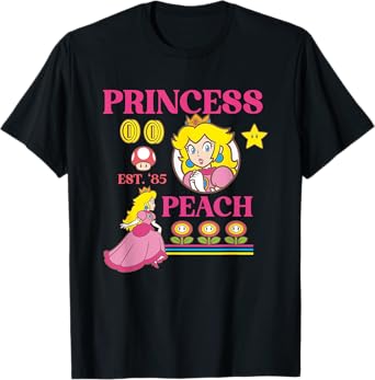 Super Mario Bros Fire Flower Princess Peach Power Up T-Shirt