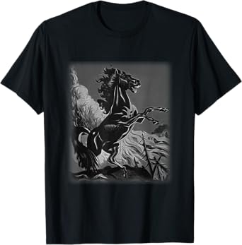 Black Horse Shirt, Rearing Stallion Tshirt for Horse Lovers T-Shirt