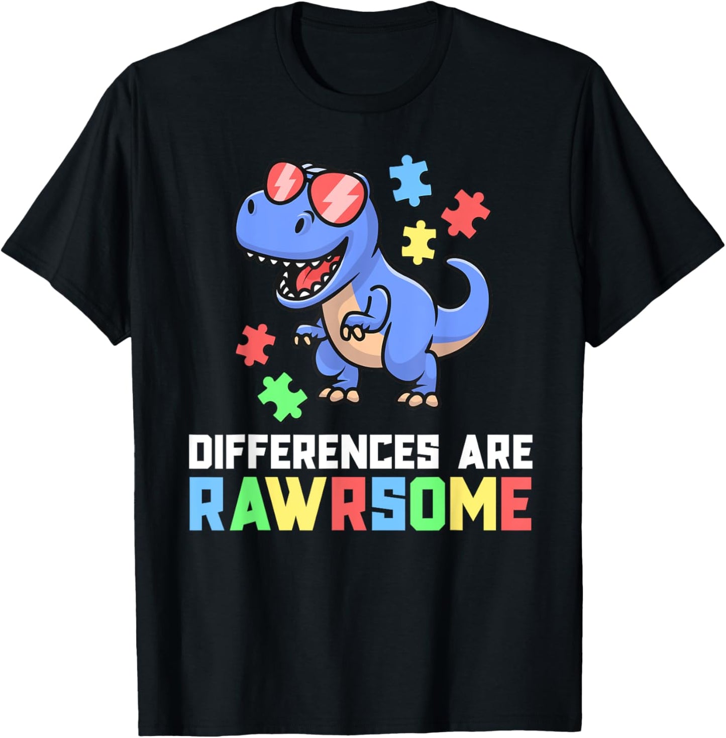 Autism Shirts For Boys Dinosaur TreX Awareness Puzzle Piece T-Shirt