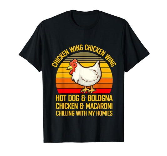 Funny Chicken Wing Song Lyric Hot Dog Bologna Macaroni Kids T-Shirt