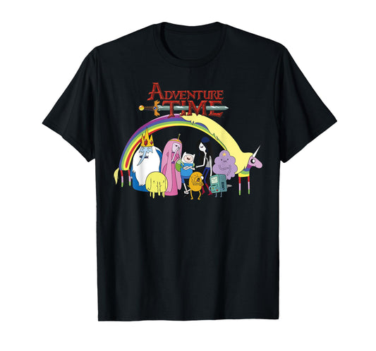 Adventure Time Classic Rainbow Unicorn Group Shot T-Shirt