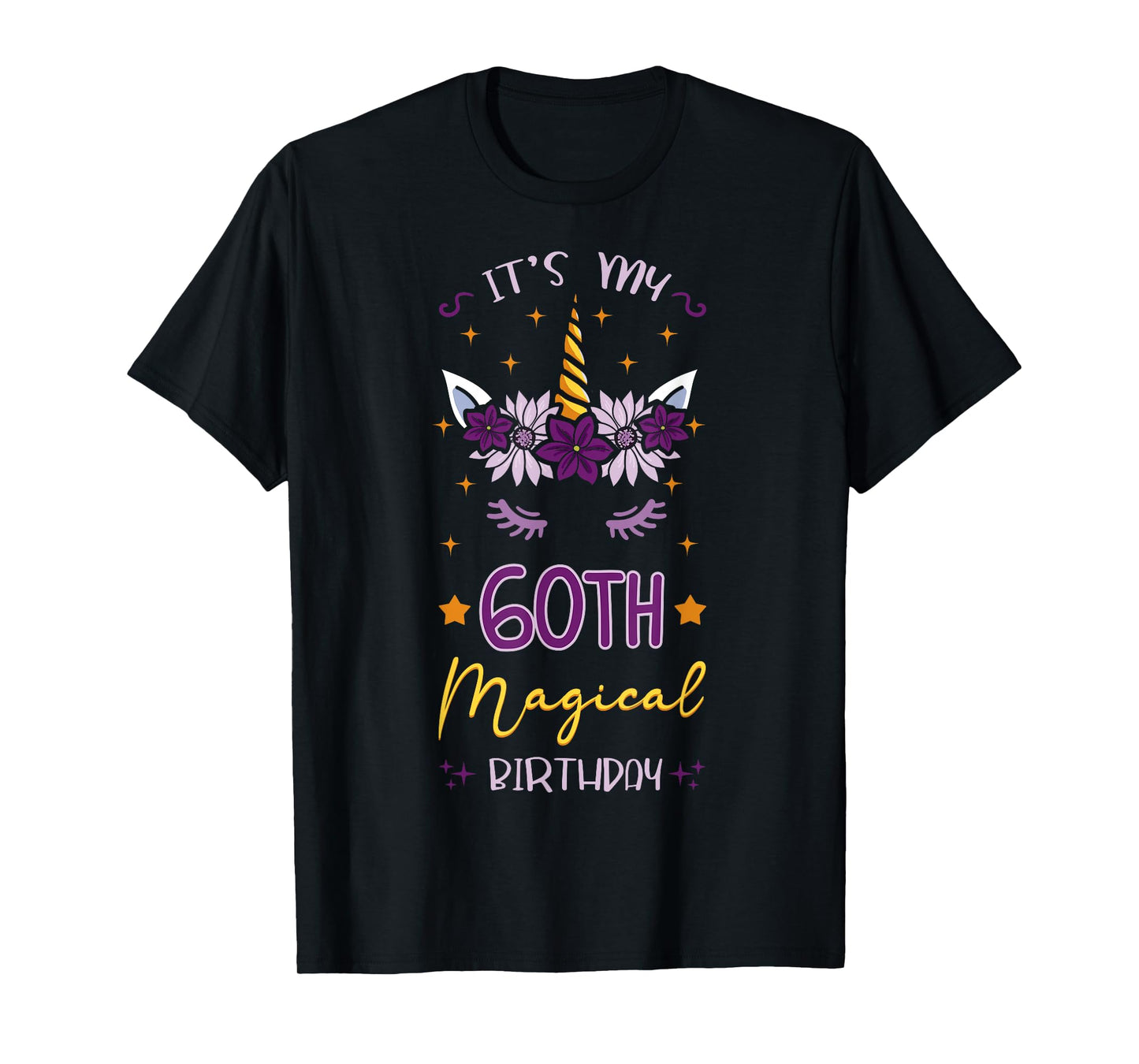 It's My 60th Magical Birthday Unicorn Floral Horn Party T-Shirt