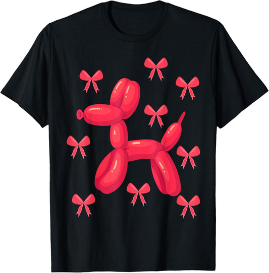 Balloon Dog Red Bow Birthday Party Men Women Kids T-Shirt