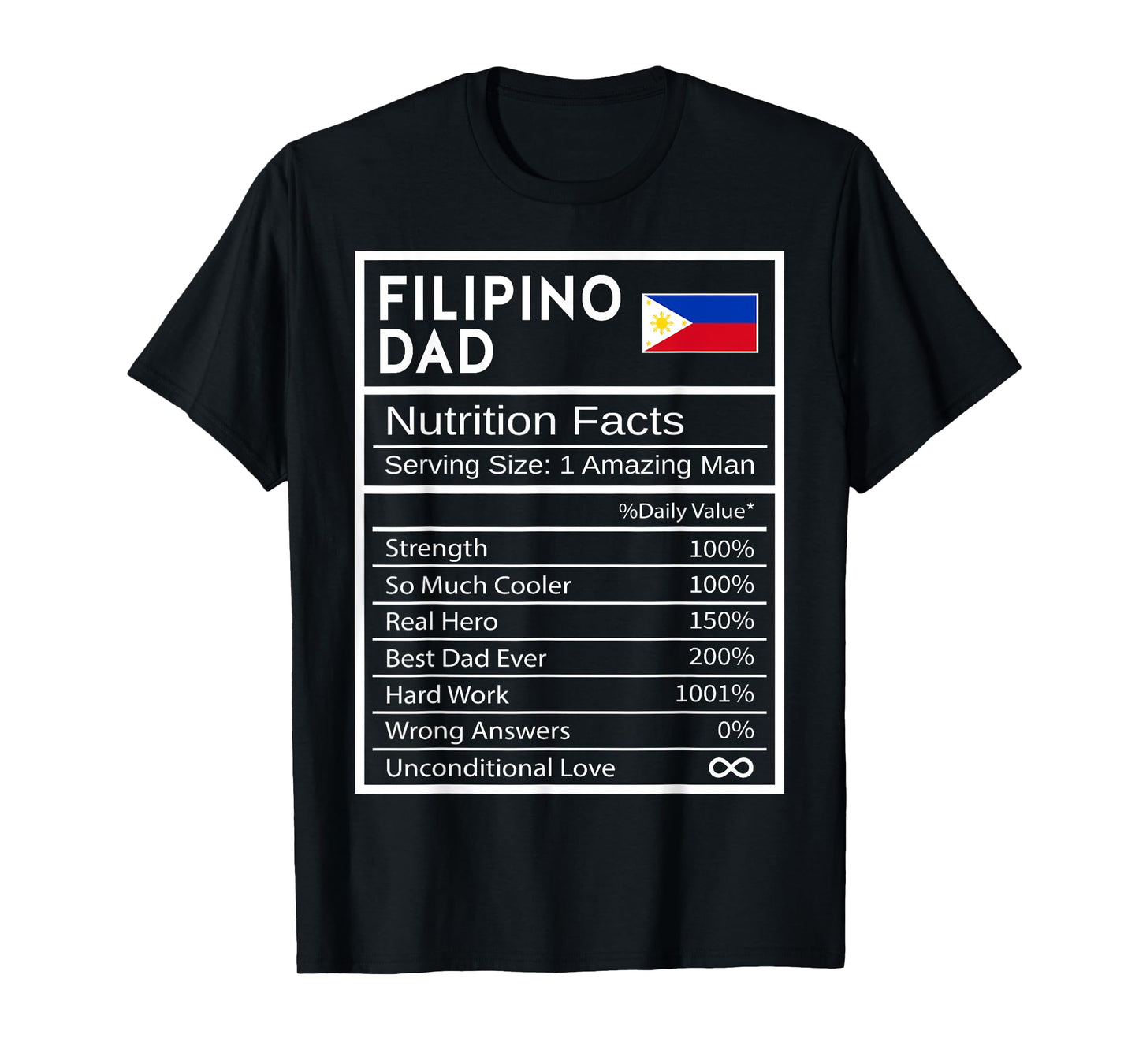 Filipino Dad Nutrition Facts National Pride Gift For Dad T-Shirt