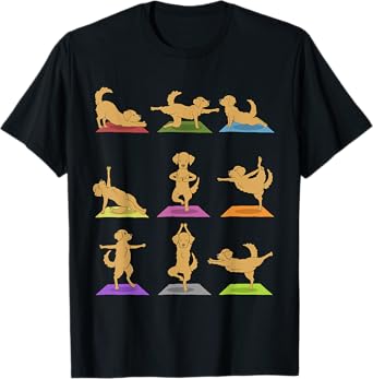 Golden Retriever Yoga T-Shirt Funny Dogs In Yoga Poses Shirt T-Shirt