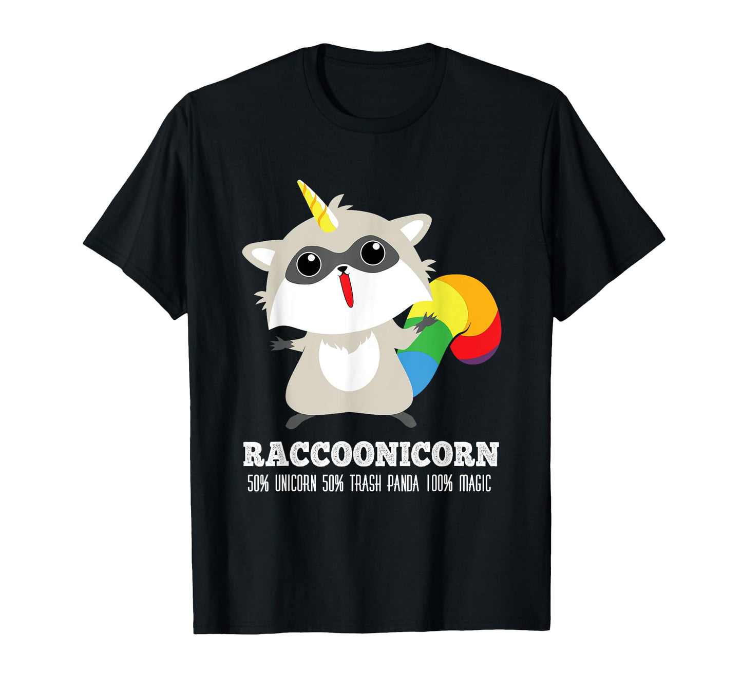 Racoonicorn Funny Trash Panda Raccoon With Unicorn Horn T-Shirt