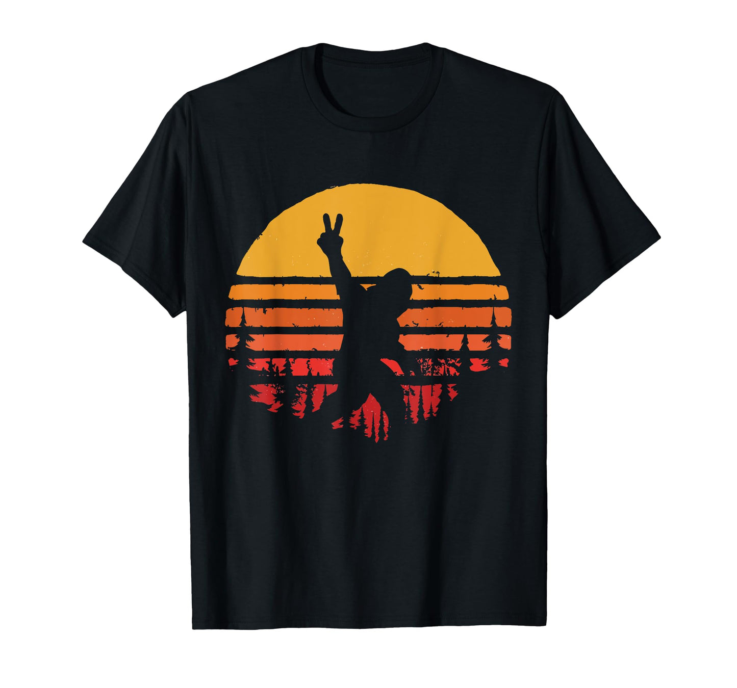 Funny Sasquatch Bigfoot Peace Hand Sign Vintage T-Shirt