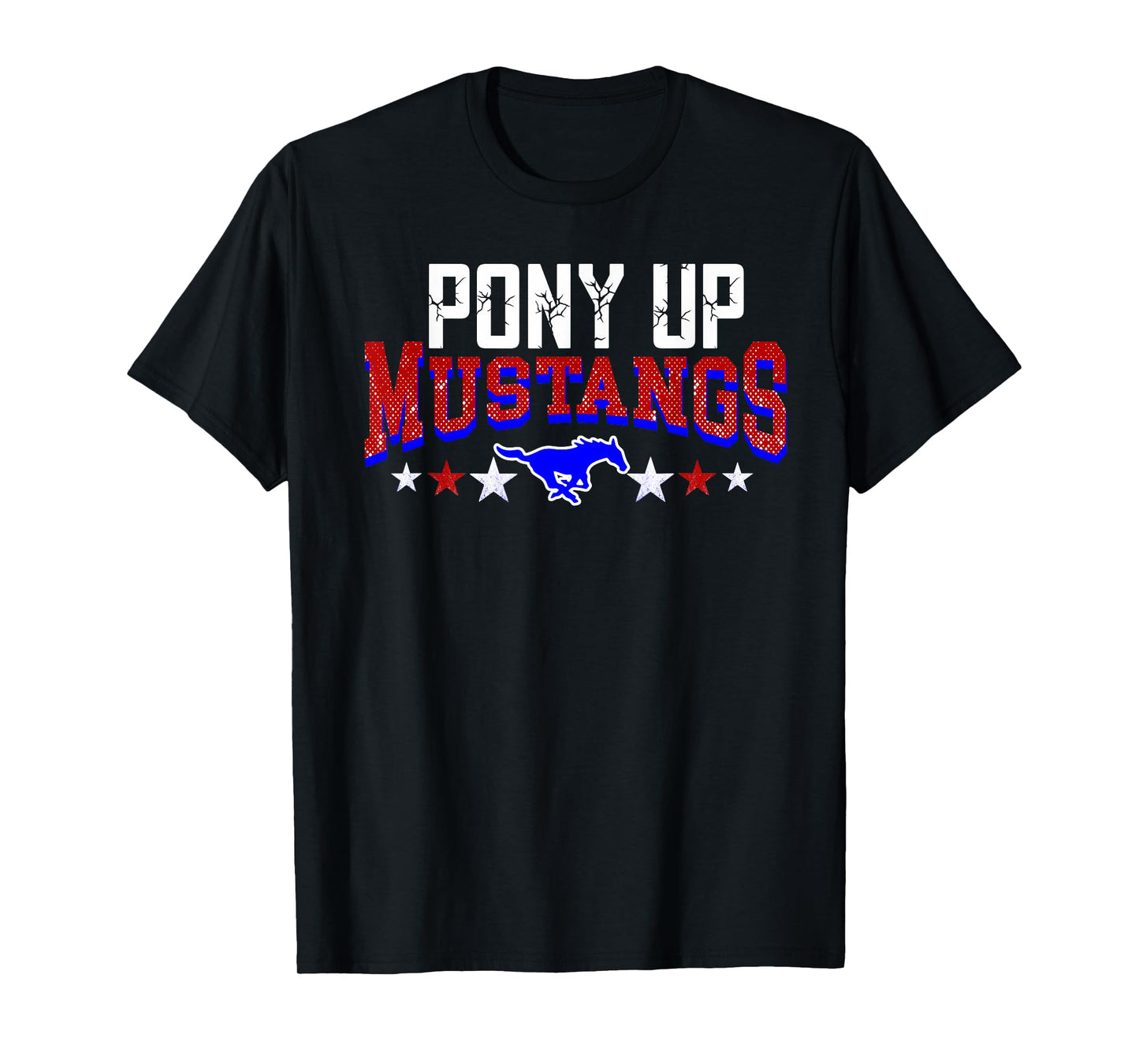 Pony Up Mustangs School Spirit Red Blue Teacher Mustang T-Shirt