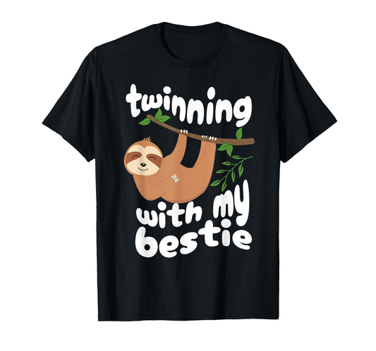 Cute Twinning Sloth Bestie Spirit Week Twin Day Best Friend T-Shirt