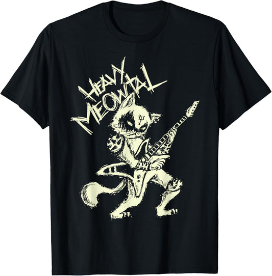 Heavy Metal Cats Gift Clothing Guitar Playing Cat Gothic T-Shirt