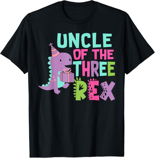 Uncle of the Three Rex Birthday Dinosaur Family Matching T-Shirt