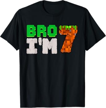 Birthday Boy 7th Birthday I'm 7 Year Old Gamer Pixel Number T-Shirt