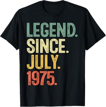 50 Years Old Gifts Legend Since July 1975 50th Birthday Men T-Shirt