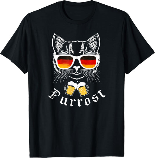 Oktoberfest Funny Prost Pun Purrost Cat T-Shirt